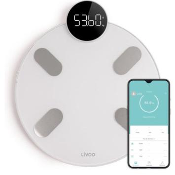 Livoo weegschaal digitaal bluetooth wit